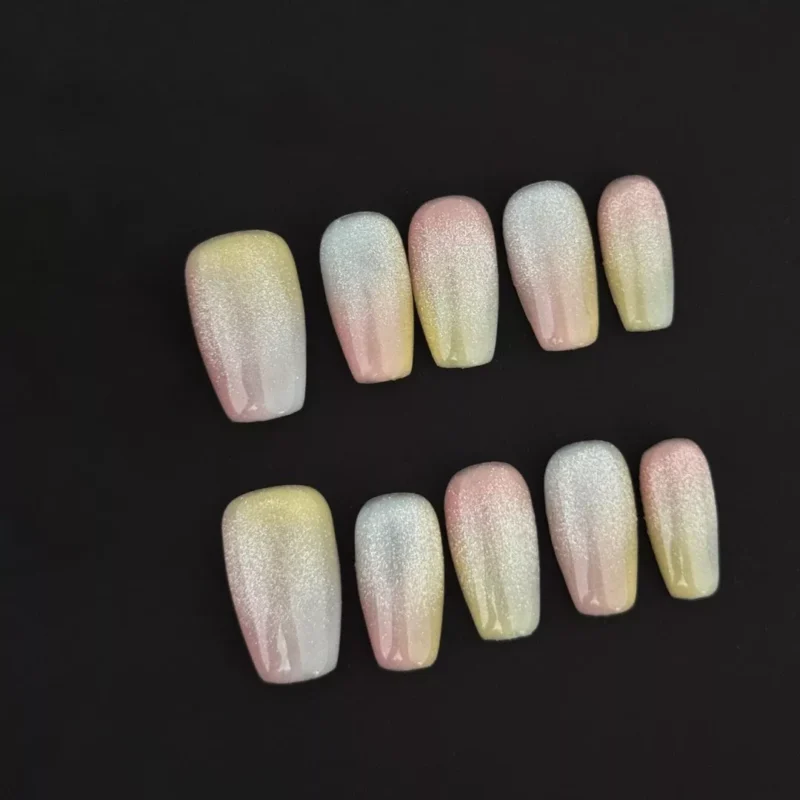 Cute Press-On Nails sugar gradient design with sparkle finish