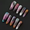Galaxy Gradient Press-On Nails – Cosmic Purple and Silver Swirls