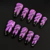 Glitter Purple Press-On Nails with butterfly wing design and shimmer accents - full hand view