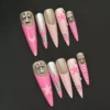 Morning Star Press-On Nails with Chrome Flame and Star Accents
