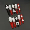 Red Black Kitty Press-On Nails with Heart and Hello Kitty Charms