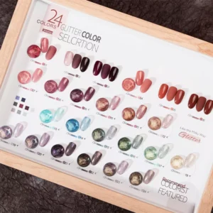 Meteorite nail polish being applied to nail tip for salon-quality finish