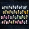 Platinum Glitter Gel Polish in soft gold shade with multidimensional sparkle – top view