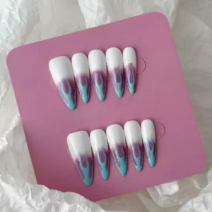 Artistic flame press-on nails styled with minimal accessories for fashion look