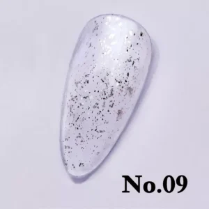No.09 silver foil flake top coat with irregular particle shapes