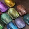 Full palette close-up of Crystal Prism Cat Eye Gel showcasing 10 reflective shades