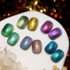 Crystal Prism Cat Eye swatches arranged under starry lights, highlighting magnetic shimmer.