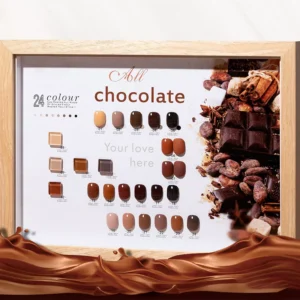 Close-up of chocolate-inspired nail art using luxury gel polish shades