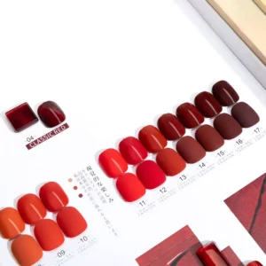 Model hands showcasing manicure using Red Password Gel Polish – various scarlet shades blended for a bold look