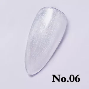 Subtle iridescent shimmer gel top coat No.06 in soft silver tone