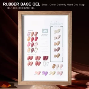 30 colors Rubber Base Gel in nude shades displayed with swatches on white background