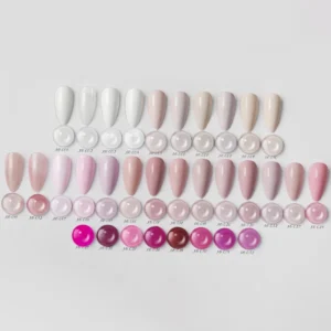 Organized One Step Gel Polish bottles with labels facing outward