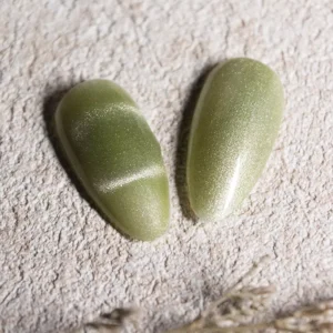 Crystal Cat Eye Gel Polish in olive green with pearlescent magnetic sheen