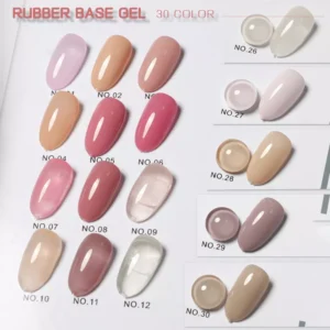 Single bottle of Rubber Base Gel standing upright with shade number visible