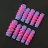 Sculpted Wave Press-On Nails with pink and blue swirl texture on glossy finish – front view