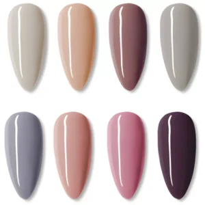 Nail swatch of soft nude gel polish from the smoky rose collection