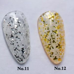 Dazzling Nail Top Coat with irregular silver and gold flakes