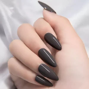 Bottle and brush of Milk Tea Gel Polish in creamy nude taupe shade