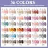 Transparent jelly gel polish swatches showing 36 buildable nude shades across one to three layers.