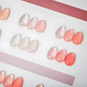 Transparent pink jelly nail polish swatch with natural finish