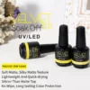 Velvet Matte Top Coat UV/LED bottles with soft matte label and high-end packaging – front angle