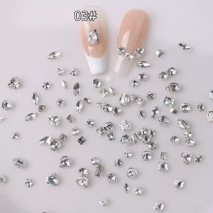 Crystal clear mixed shape rhinestones including square, oval, and heart – 03#