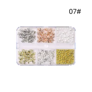 07# Sculpted bow nail accessories in mixed finishes with pearl beads