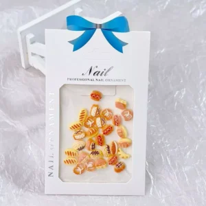 Pack of 30 Cartoon Bread Nail Charms in sealed retail packaging