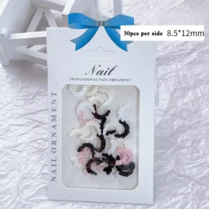 Ruffled French lace nail tips in high-gloss resin, 8.5×12mm per piece