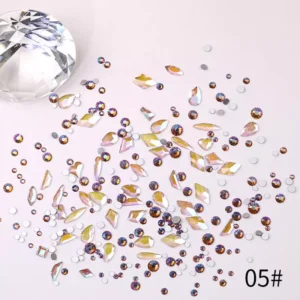 05# orange-purple AB nail rhinestones in irregular flatback styles