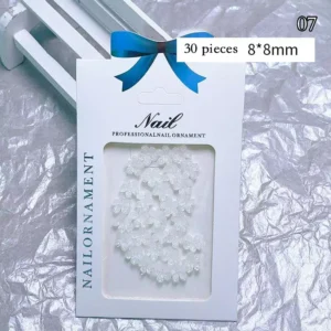 Matte white resin nail charms with fine texture – 8×8mm