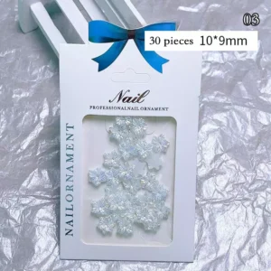 Clear flower-shaped nail charms with embossed petals – 10×9mm
