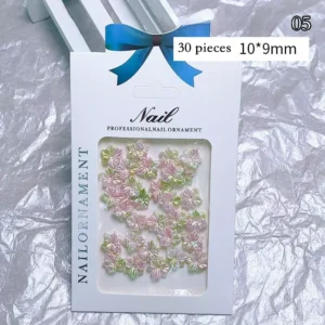 Colorful pastel resin sakura charms in pink and green – 10×9mm