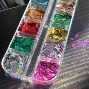 Aurora nail sequins under light showing vibrant holographic shimmer