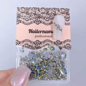 Sparkling gold aurora crystal mix for nail art designs