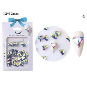Iridescent AB rainbow heart-shaped crystal on white base