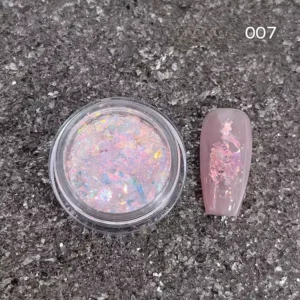 Aurora opal nail sequins in soft pink tones with iridescent chrome shimmer