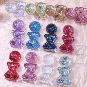Bear-shaped resin figures made from Starry Glitter Gel Polish