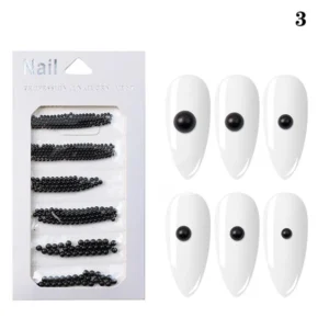 Matte black nail pearls for bold and minimalist nail decoration