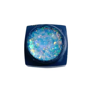Single pot of iridescent blue glitter flakes for gel nails and face