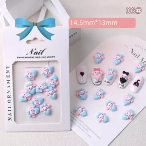 My Melody blue heart nail charms in full box set with nail designs