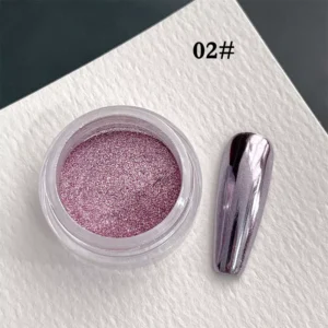 Blush-toned Mirror Chrome Nail Powder with reflective rosy finish