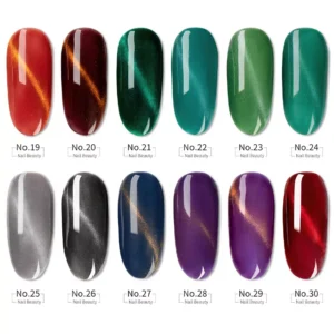 Dark and vibrant tones of 3D Cat Eye Gel Polish shades 13–30