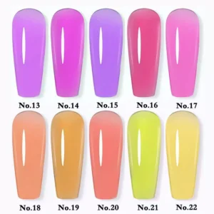 Builder Nail Gel shades No.13 to No.22 in bright and pastel tones