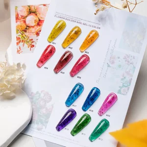 Flower builder gel color card with floral background decor