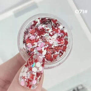 Red and pink star-shaped sequins for nail art