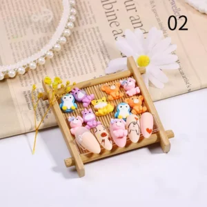 Mixed animal doll nail charms with tigers, frogs, and hippos