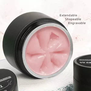 Close-up of pink 3D nail sculpting gel showing carvable consistency