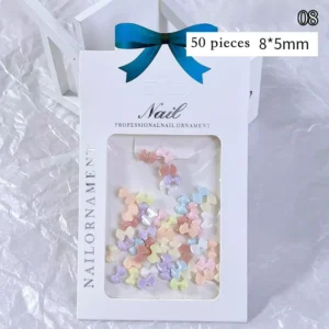 Chunky pastel resin bows in rounded shapes – 50pcs, 8×5mm