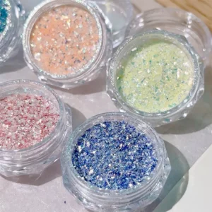 Mixed-tone crushed foil glitter for nails in vibrant and soft hues